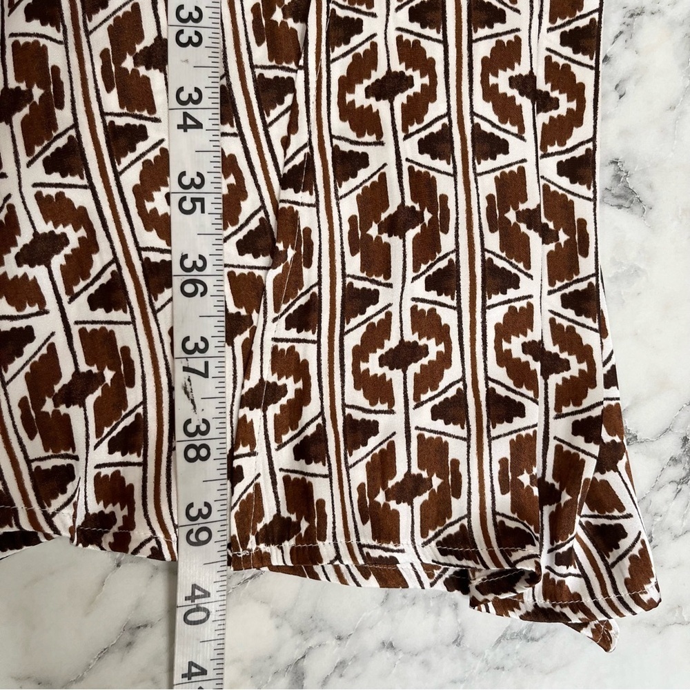 Chicos Tie-Front Drama Kimono duster satin lightweight fabric brown white S/M - Picture 9 of 10